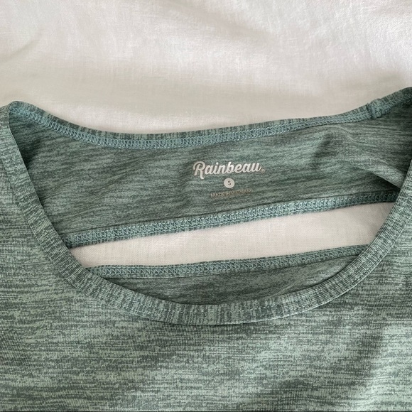 Rainbeau SMALL Open Back Crop Active Athletic Tank Top Green - Picture 2 of 4